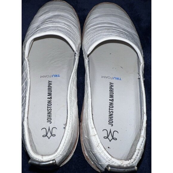 JOHNSTON & MURPHY Callie Slip On Sneaker White Croc Embossed Leather Women 7M - Picture 10 of 13